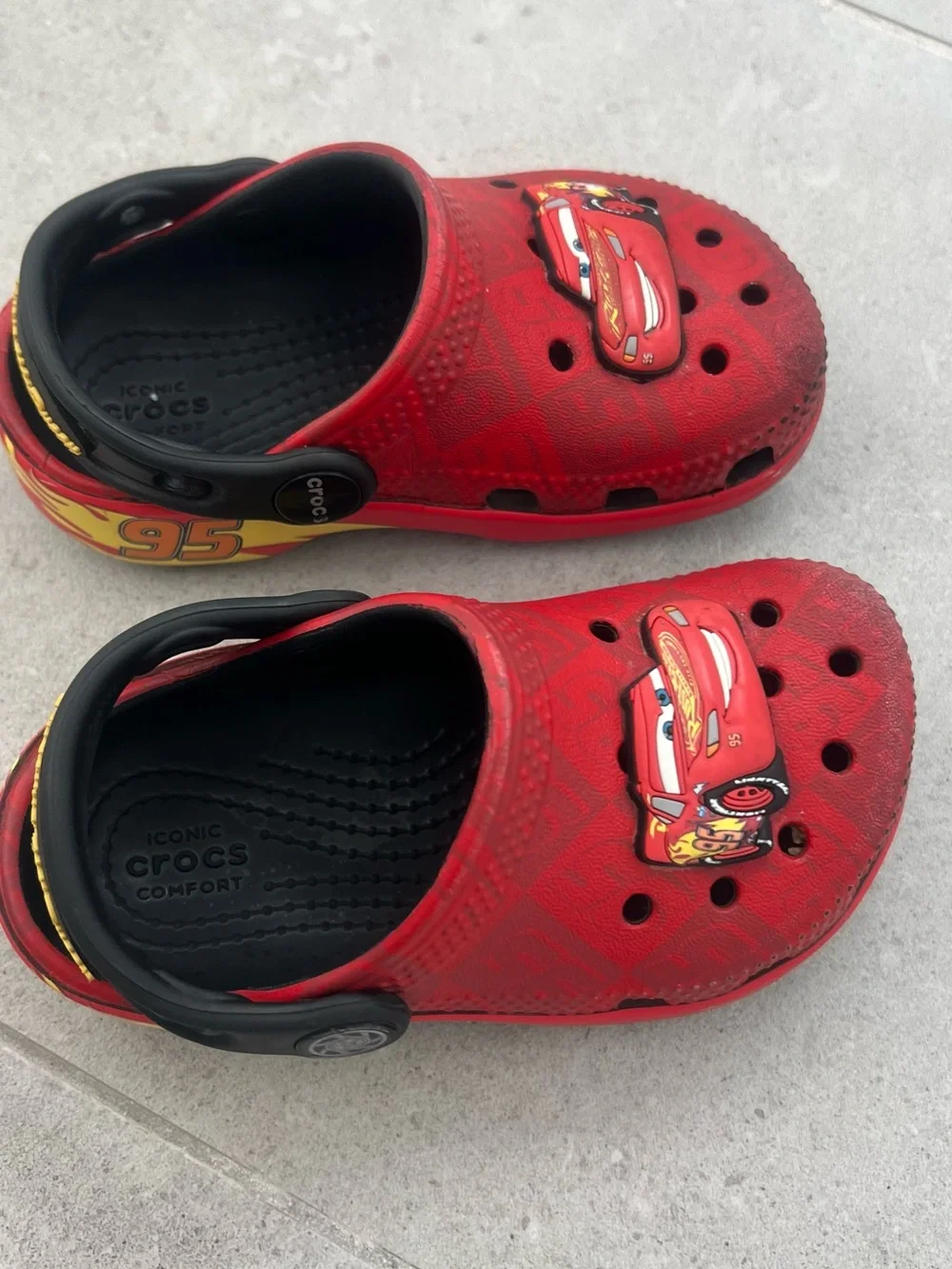 CROCS Red Kids Clogs with Lightning Car Character
